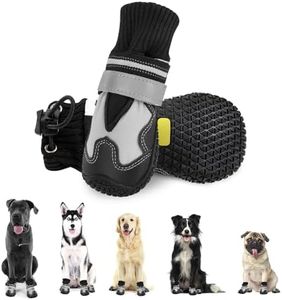 SlowTon Dog Boots for Injured Paws Waterproof - Warm Fleece Lined Dog Paw Protector for Winter Snowy Day Non-Slip Dog Shoes with Reflective Straps Outdoor Walking Boots Small Medium Large Dogs