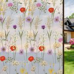 MOCOCO Window Sticker for Home Kitchen Office Window Film Frosted Privacy Film for Door Glass Bathroom Translucent Opaque Heat Control - Floral Design (24x48 Inch)