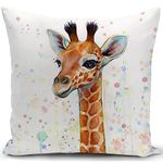 KUNQIAN Giraffe Cushion Cover Giraffe Gifts for Women Pillow Cover Decor for Home Livingroom Couch Sofa Decorate Throw Pillow Case Colorful 18"x18"