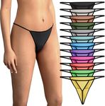 Sexy Basics Women's 12 Pack String Bikini - T-Back Thong Underwear | Buttery Soft No Show Panties, 12 Pack - Buttery Soft Solid Colors, Medium