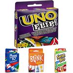 Mattel Games Uno Flip Side Phase 10 Card Game, Multi Color Reinhards Staupe's Blink The World's Fastest Card Game, Multi Color Skip-Bo CardGame - (Set of 4 Toys)