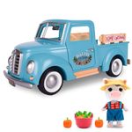 Honey Bee Acres Buzzby Farm Truck Vehicle with Miniature Doll Figure, 10 Pieces, Ages 3+