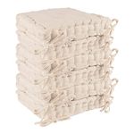 Nicola Spring Dining Chair Cushion Seat Pad Square Padded French Mattress - Cream - Pack of 6