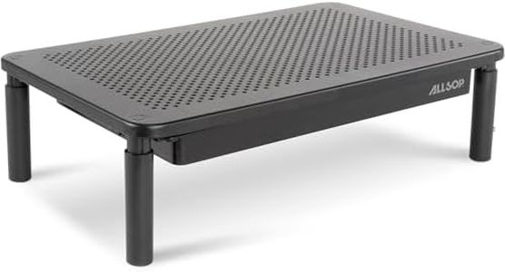 Allsop Metal Art - Supporto a tre livelli, per monitor da 27", 36,8 x 23,5 x 10,5 cm a 14,6 cm, nero, supporta 13,6 kg