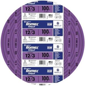 Southwire Romex SIMpull Residential Wire, 12 Gauge, 3 Conductors, 100 Ft, NM-B Wire, Purple, 63947828