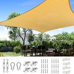 Quictent 24X24FT Sand 185G HDPE Square Sun Shade Sail Canopy 98% UV Block Outdoor Patio Garden with Free Hardware Kit