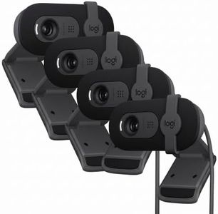 Logitech Brio 101 Full HD 1080p Webcam for Meetings,Streaming,Desktop,Laptop,PC - Built-in Mic,Shutter,Works with Zoom,Microsoft Teams,Nintendo Switch 2’s New GameChat Mode,USB-A,-Black,(Pack of 4)