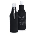 kwmobile Set of 2 Neoprene Bottle Coolers Sleeves for 330ml Bottle - Keep Beer, Soda, Soft Drinks Cool - Don't Touch My Beer White/Black