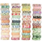 YUBX Flowers Washi Tape Set 60 Rolls Floral Patterns Decorative Skinny Blooms Masking Tapes for Arts, DIY Crafts, Journals, Planners, Scrapbook, Wrapping