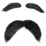 YUXIANLB Fake Mustache and Eyebrows, DIY Self Adhesive Fake Mustache Set, Fake Beard for Adult, Novelty Costume Facial Hair, Funny Party Favor for Halloween Cosplay Costume and Festival Party Black