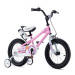 Royalbaby Kids' Bike for Boys and Girls, BMX Freestyle Bike for Kids, 95% Assembled, Front Hand Brake Plus Rear Coaster Brake, 12, 14, 16 and 18 Inch Bike (Pink, 14 Inch with Training Wheels)