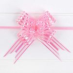 3A Featuretail Large Size Organza Pull Bow Flower Ribbon for Gift Wrap & Wedding Decoration Gift (30mm Width) (Pink Color Pull Ribbon, Set of 10)