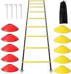 YSBER Agility Ladder Football Training Equipment Set 6M-12-Heavy Plastic Ladder,10 Disc Cones and 4 Nail, Used for Football Training, Tennis and Boxing Training