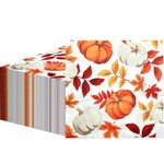 40 Pack Fall Thanksgiving Paper Napkins - 13 x 13 Inches Disposable Pumpkin and Autumn Maple Leaves Pattern Serviettes Tableware Luncheon Cocktail Napkin Party Supplies for Holiday Dinner Decorations