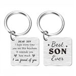 SOUSYOKYO to Our Son Gifts from Mom and Dad, Best Son Ever Keychain, I Love You Son Birthday Gifts, Proud of Son Graduation Keychain, Son Fathers Day Present, Son Wedding Gift Ideas, Silver, 1.35inch