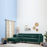 Wakefit Sofa Set for Living Room | 3 Year Warranty | L Shape Sofa, Sofa Set, Wooden Sofa Set for Living Room, 3 Seater Sofa + Left Aligned Chaise - SnoozePro (Fabric, Malibu Green)