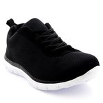 Get Fit Mens Mesh Running Trainers Athletic Walking Gym Shoes Sport Run - Black/White - 10