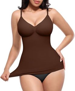 SHAPELLX Shapewear Tummy Control Camisole Top for Women Plus Size Stomach Shapewear Slimming Cami Body Shaper Brown XXL