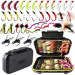 Qievcrme Fly Fishing Flies Kit 40/137pcs Dry/Wet Flies Assortment Nyphms Popper Streamer for Trout Bass Steelhead Fish+ Fly Box (137Pcs-16 Mixed Styles)