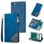 UEEBAI Wallet Case for iPhone 6 Plus/iPhone 6S Plus, Vintage Premium PU Leather Cover Flip Case with Card Slots Magnetic Closure Zipper Pocket Kickstand Handbag with Hand Strap - Diamond Blue