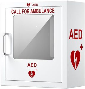 JPHYLL AED Cabinet with Industial-Grade Steel Metal Plate See-Through Window Wall-Mounted Aed Cabinet Fits All Brands of AED Defibrillators, | Rust-Proof | Corrosion-Proof | 14.2 x 7.1 x 15.7 Inches