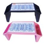 Set of 2 - Plastic Activity Tray Portable Laptop Desk Large Lap Table Multipurpose Standing Desk Travel Tray Bed Serving Tray Car Art Play Tray Indoor & Outdoor for Girls and boys (Pink + Blue)