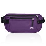 RFID Blocking Money Belt for Men Women, Slim Fanny Pack for Travel，Running,Conceal Waist Wallet for Passport Holder,Phone,Cash(Dark Purple), Dark Purple, RFID Blocking & Belt Wide:1inch