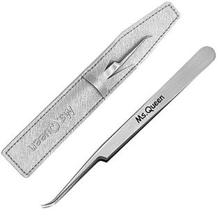 Ms.Queen Eyelash Extension Tweezers,Professional Curved Pointed Isolation Tweezers for Classic Individual Volume Mink Lash Extensions