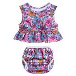 Babygoal Baby Infant Girl Bathing Suit,Swimwear and Swimsuits for 0-12 Months,Two-Piece Suit Beach Tankini,Pink and Yellow Flowers YT16M-CA