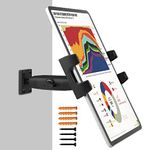 Tablet Wall Mount Ipad Holder with Long Arm 360° Adjustable Compatible with 4~15inch Tablet and Cellphone iPad Pro 12.9, Galaxy Tab, Surface Switch,iPhone,Homes,Classrooms,Medical Places