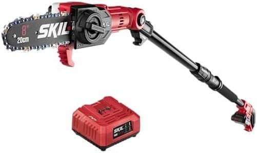 SKIL PS4563B-10 PWR CORE 20 8" 20V Pole Saw Kit, Includes with 2.0Ah Lithium Battery and Charger, Red