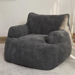 HIGOGOGO Giant Bean Bag Chair Sofa, Big Comfy Chair for Bedroom Living Room, Large Bean Bag Lazy Chair for Adults with Pocket Armrests for Gaming, Reading, Dark Grey