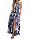 KILIG Maxi Dresses for Women UK Summer Dress Halter Neck Wedding Guest Elegant Long Dress Floral Beach Sundress(Floral Z03, Large)