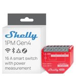 Shelly 1PM Gen4 - Wi-Fi Smart Relay Switch, 1 Channel, 8A, Real-Time Power Metering, Home Automation, Remote Control, No Hub Required, Matter, Alexa, Google Home, Apple HomeKit, Zigbee