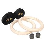 ZERRO Wooden Gymnastic Rings, Fitness Rings with Adjustable Straps and Buckle for Strength Training, Pull Ups and Dips,Home Gym & Fitness-CCLIFE, Colour:Wooden Gymnastic Rings