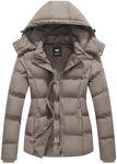 GGleaf Women's Hooded Warm Winter Coat Plus Size Thicken Puffer Jacket with Removable Hood khaki 3X