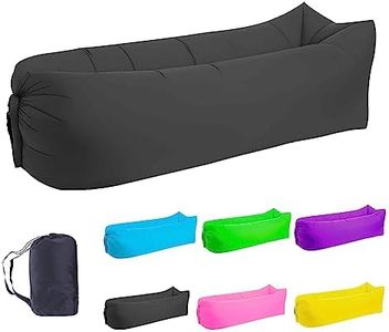 LONGJIN Inflatable Lounger Air Sofa Hammock, Inflatable Couch for Camping, Portable Waterproof Anti-Air Leaking Pouch Couch Air Chair for Outdoor, Beach, Hiking, Picnics, Music Festivals, Black