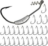 UperUper 25 Pack Weighted Swimbait Hooks, Jig Heads with Twist Lock, Soft Plastic Worm Fishing Hooks 1/0 2/0 3/0 4/0 5/0