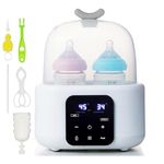 Baby Bottle Warmer, Double Milk Bottle Sterilizer with LCD Display, Fast Baby Food Heating & Defrost, BPA-Free 24H Thermostat Night Light Accurate Temperature Control for Breastmilk Formula Warmer