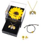 6PCS Sunflower Gifts,Sunflower Gifts for Women,You Are My Sunshine Necklace with Gift Box for Mom Wife Friend Birthday Wedding Mother's Day Christmas Gifts for Women, Acrylic Metal, Acrylic Metal,