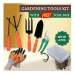 Bombay Greens 6 in 1 Garden Tools Set | Home Gardening Kit| Cultivator | Fork | Trowel | Weeder | Garden Gloves | Pruner Cutter & Free Tool Box | Gardening Kit