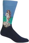 Hot Sox Men's Fun Famous Paintings Crew Socks-1 Pair Pack-Cool & Artistic Gifts, Birth of Venus (Blue), 6-12