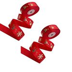 Forty Wings 18 Meter Red Christmas Printed Satin Ribbon 1 Inch Gift Wrapping Christmas Ribbon for Christmas Tree,Garlands, Wreath,Christmas Decoration Ribbon Gift Wrapping Christmas Craft Ribbons