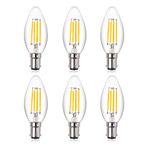 Luxvista LED Candle Light Bulb B15 SBC Small Bayonet Cap Warm White 2700K,4W B15d LED Filament Candle Bulb Dimmable,40W Incandescent Equivalent,C35 Bulb for Chandeliers,Ceiling Light (6- Pack)