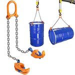 GPOAS Updated Chain Drum Lifter 2200 LBS Load Capacity Barrel Lifter G80 Lifting Chain Sling Vertical Drum Lifter Vertical Hoist Self Locking, Horizontal Lifter for Plastic & Metal Drums,Orange