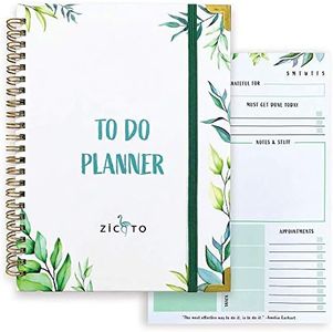 Simplified Greenery To Do List Notebook - Beautiful Daily Planner Easily Organizes Your Tasks And Boosts Productivity The Perfect Undated Office Supplies Notepad For Women, green