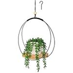 BELLE VOUS Macrame Plant Hanger with Wooden Base - H107cm/42 Inches - Indoor/Outdoor Flower Pot & Planter Basket Holder - Boho Decoration for Wall, Window and Home - Hanging Hook Included