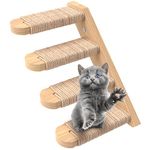 Skywin Cat Wall Steps - Solid Rubber Wood Cat Stairs Great for Scratching and Climbing - Easy to Install Wall Mounted Cat Shelves for Playful Cats (Wood, Right-Left)