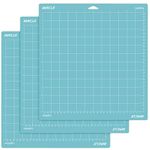 AIRCUT Light Grip Cutting mat for Cricut Maker/Explore Air 2/Air/One(12x12 Inch, 3 Mats) Light Adhesive Sticky Blue Quilting Cricket Cutting Mats Replacement Accessories for Cricut