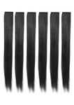 Saiya (6 clip) Long Straight Real Look Highlight Synthetic Hair Extension 22 inch Double Weft (black) Easy To Wear